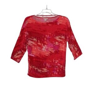 Laura Ashley T Shirt Multicolor Sunset Long Sleeve Stretchy Woman's M NWT